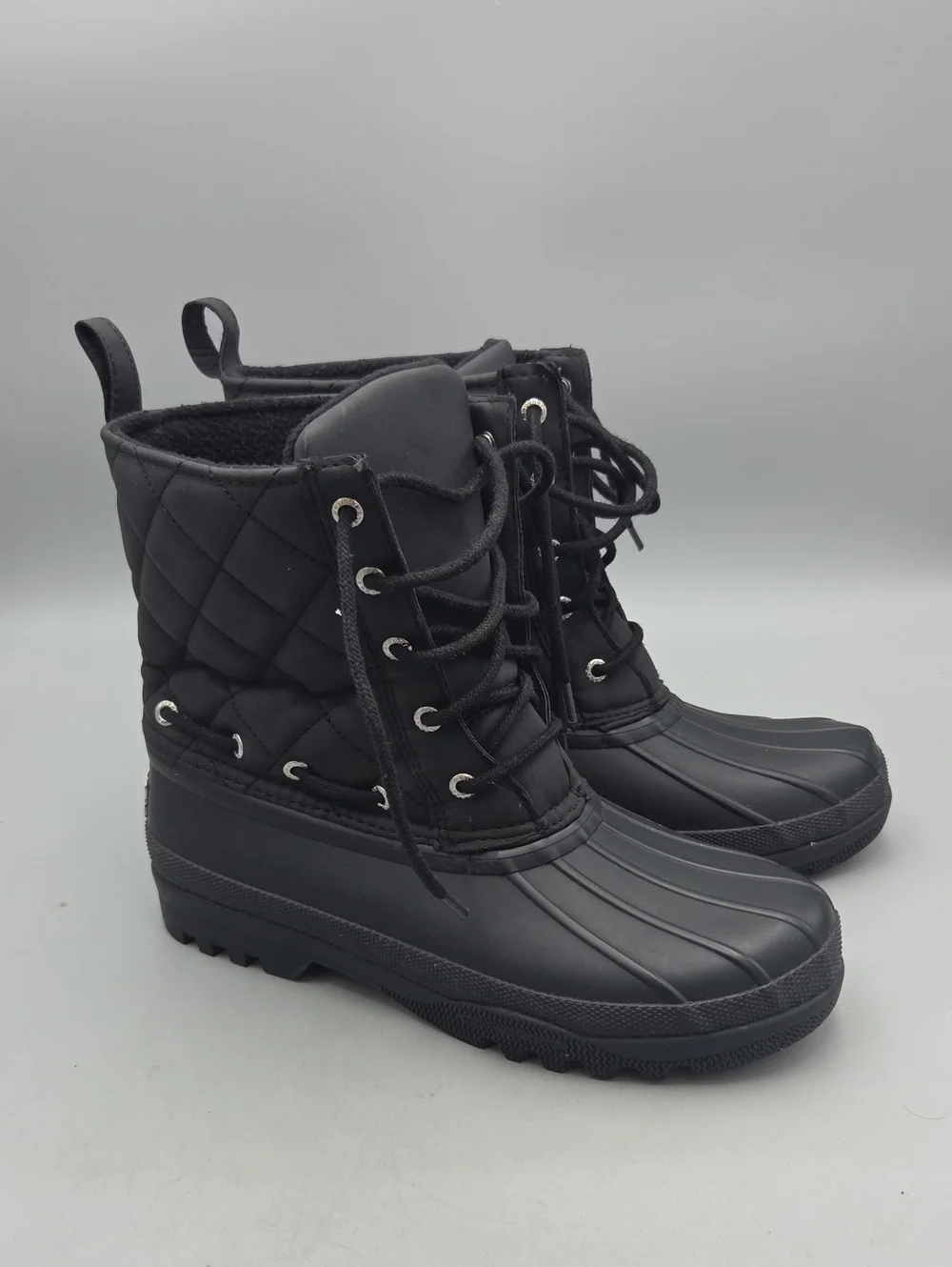 Sperry Women’s Black Winter Rainboots Quilted Women 7 Waterproof Rubber Boots
